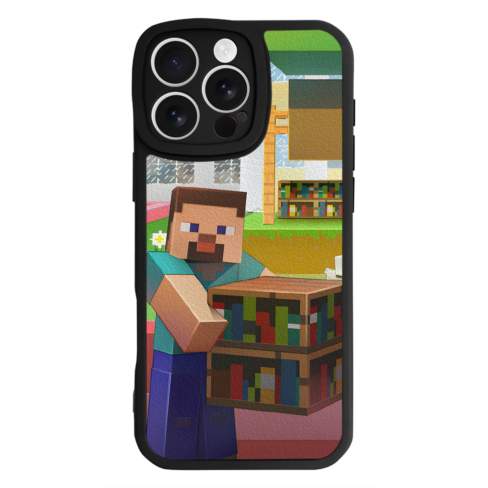 （画像用） マインクラフト ブロックの世界 Minecraft MC Block world 【iPhone 16シリーズ対応】シリコンスマホケース（レザー調） 材質：シリコン